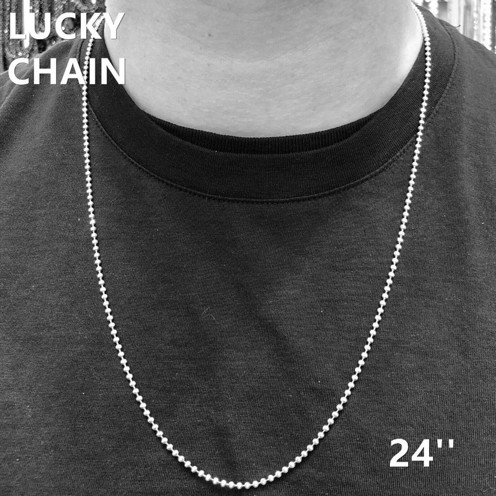 24" 925 STERLING SILVER MOON CUT CHAIN NECKLACE 2MM 7g